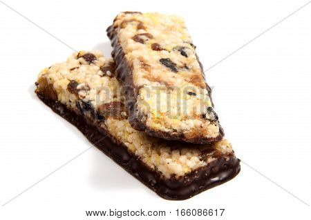 Muesli Cereal Bars. Nutri Oat Protein Bars isolated on white background