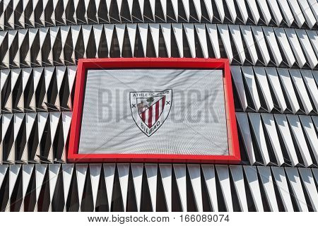 Bilbao Spain - January 4 2017: Detail Of San Mames Stadium Facade On January 4 2017. Is The Stadium 