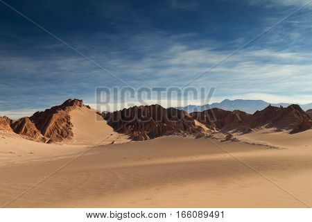 Sand dunes at Valle de la Muerte Atacama desert Chile