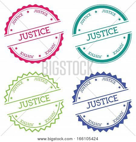 Justice Badge Isolated On White Background. Flat Style Round Label With Text. Circular Emblem Vector