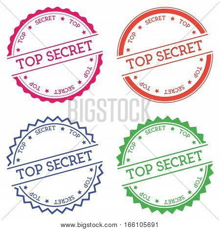 Top Secret Badge Isolated On White Background. Flat Style Round Label With Text. Circular Emblem Vec