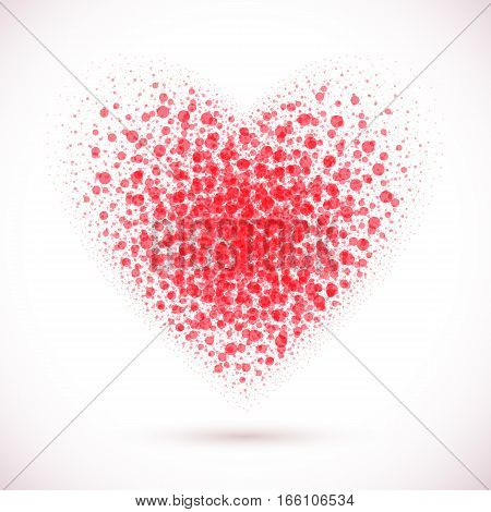 Vector red heart background. Valentine Day. Vector holiday. Mosaic design banner. Abstract stippled texture. Love heart.