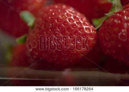 Close up of fresh japan strawberry in plasti box from Aomori Japan.