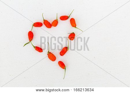View Of Goji Berries On A White Background