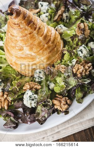 Salad Of Nut Lettuce With A Pear In Puff Pastry