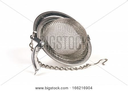 tea strainer on a chain isolated on white background.