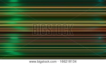 Abstract reflective shiny plastic three-dimensional shape. Illuminated green light 3d rendering