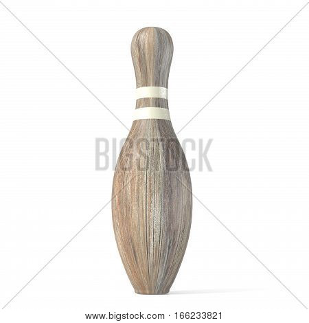 Old wooden skittle. 3D render illustration isolated on white background