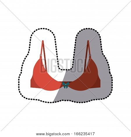 dotted sticker of brassier with bow vector illustration