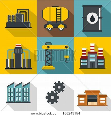 Oil icons set. Flat illustration of 9 oil vector icons for web