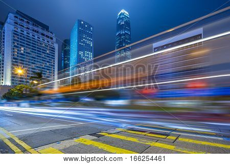 Traffic light trails in downtown of ShenzhenChina.