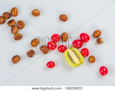 various kinds of fresh fruits on table.