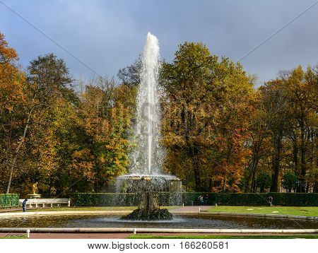 Landscape Of Peterhof In St Petersburg, Russia