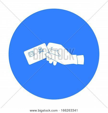 Credit card fraud icon in outline design isolated on white background. Hackers and hacking symbol stock vector illustration.