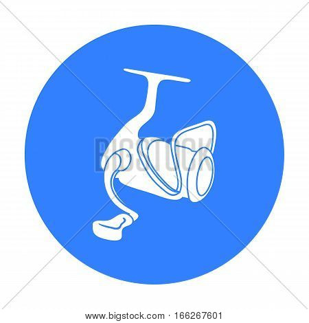Fishing reel icon in blue design isolated on white background. Fishing symbol stock vector illustration.