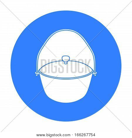 Camping pot icon in blue design isolated on white background. Fishing symbol stock vector illustration.