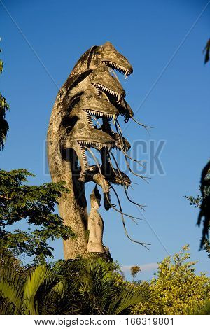 king naga thai dragon statue in thai temple