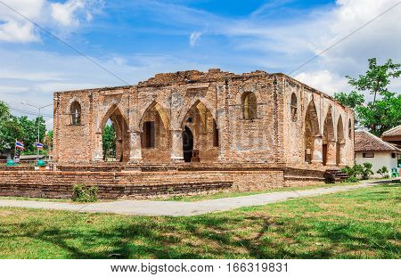 Historical monuments mosque and ancient remains in name Kru Se masjid which is made of bricks with round pillars Pattani Southern Thailand