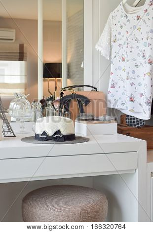 Make Up Items And Accessories On Dressing Table