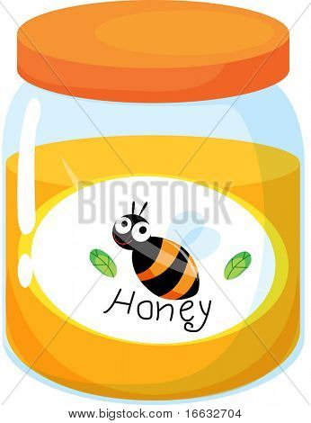 Bal şişe beyaz üzerinde gösterimi