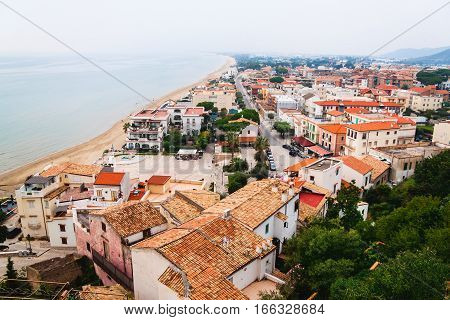 Panoramic view of Sperlonga and Tyrrhenian sea. Italy