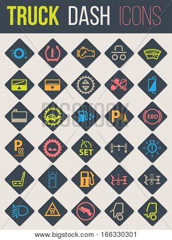 Colorful icon set of thirty for truck dashboards 3