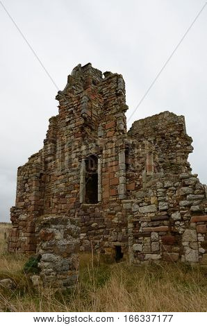 A view of the ruins of an old building near Elie