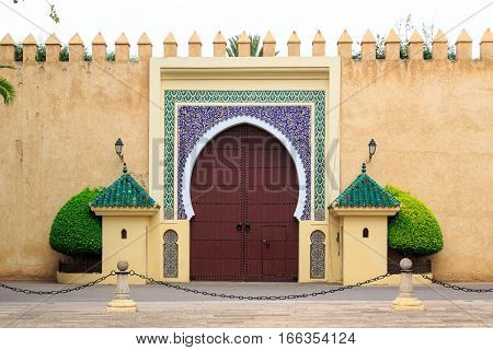 Old Entrance Door  At The Royal Palace In Morocco Fes