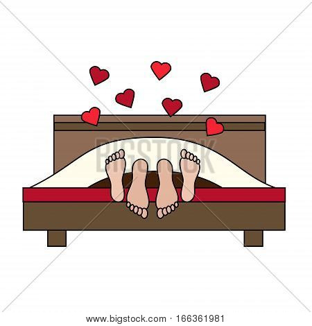 Couple having sex in bed. Family lovers making love. St Valentine's day romantic love honeymoon design element icon. Vector illustration