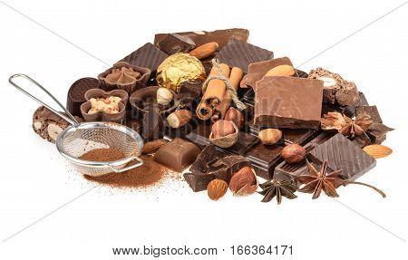 Delicious Chocolates Isolated On White Background