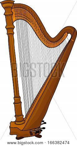 A wooden harp. A classical music instrument.