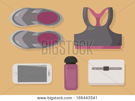 fitness vector illustration Collection on a beige background