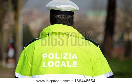 Policeman With High Visibility Uniform And The Words Local Polic