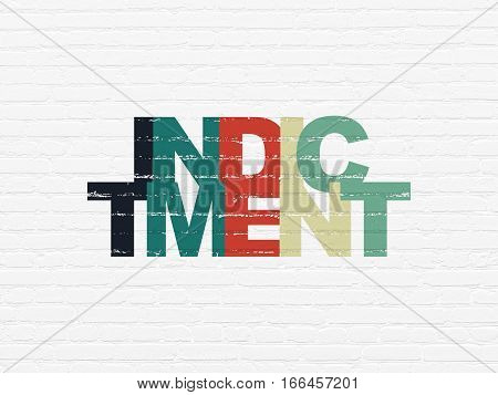 Law concept: Painted multicolor text Indictment on White Brick wall background