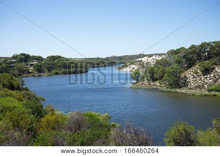 A view of Moore river and its banks in Western Australia