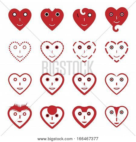 heart emoticon smile face icons set,vector Illustration EPS10