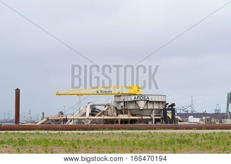 ROTTERDAM NETHERLANDS - MAY 14 2016: Boskalis Ardea suction dredger in the rotterdam port.