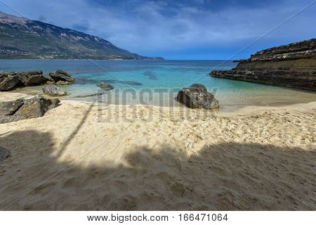 Amazing panorama of Pesada beach, Kefalonia, Ionian islands, Greece