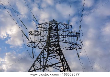 high-voltage power lines. electricity distribution . high voltage electric transmission tower.