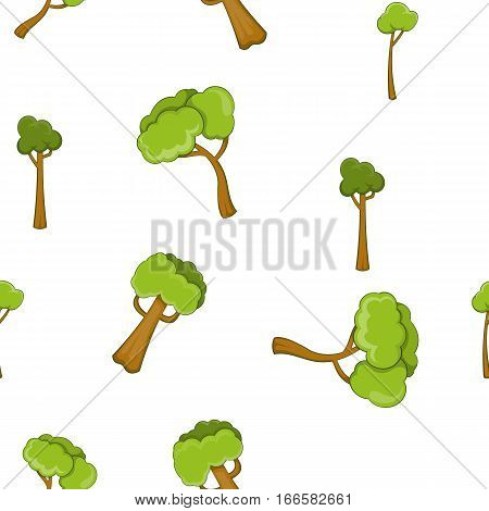 Types of trees pattern. Cartoon illustration of types of trees vector pattern for web