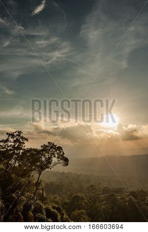 Beautiful sky at top view mountain in evening Khao Yai National Park Thailand (The World Heritage of nature)