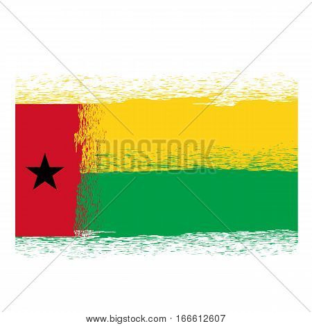 Flag of Guinea Bissau. Symbol has a Detailed Grunge Texture.