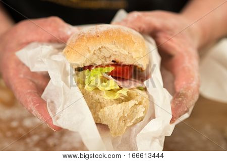 Small Blt Sandwich On Paper Wrap