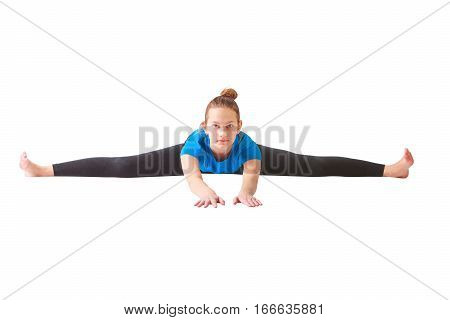 Beautiful Woman Doing Yoguna White Background