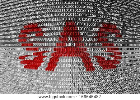 SAS in the form of binary code, 3D illustration