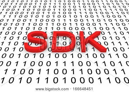 SDK in the form of binary code, 3D illustration
