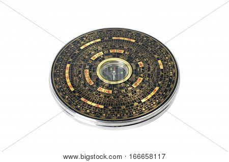 Chinese magnetic compass - Luopan. Isolated on white background
