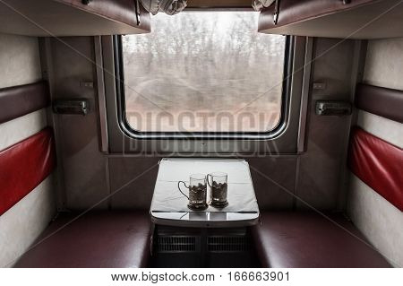 Inside view of corridor coach wagon of train