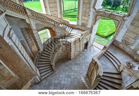 Italy Cilento Padula the flight of steps of the great cloister of the Certosa of San Lorenzo