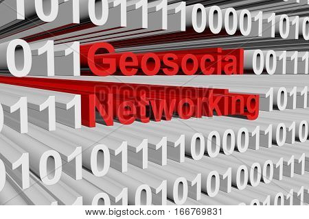 Geosocial networking in the form of binary code, 3D illustration